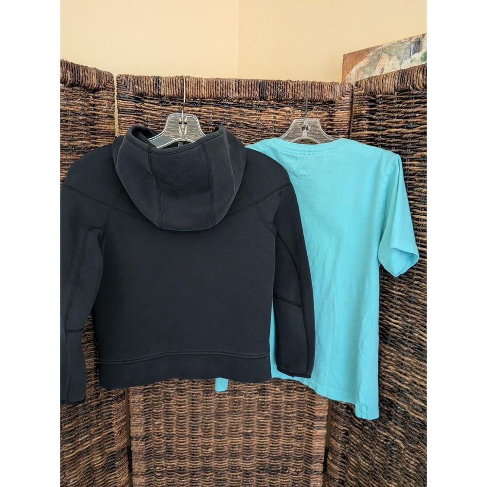 Nike Tech Fleece Zip Up Hoodie Jacket Tee Shirt Girl's Medium Large Black Aqua - Picture 2 of 10